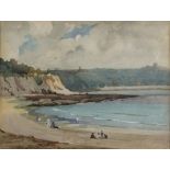 Joseph MILNER (British b. 1888) Figures in a Sandy Cove, Watercolour, Signed lower left, 9.5" x 13.