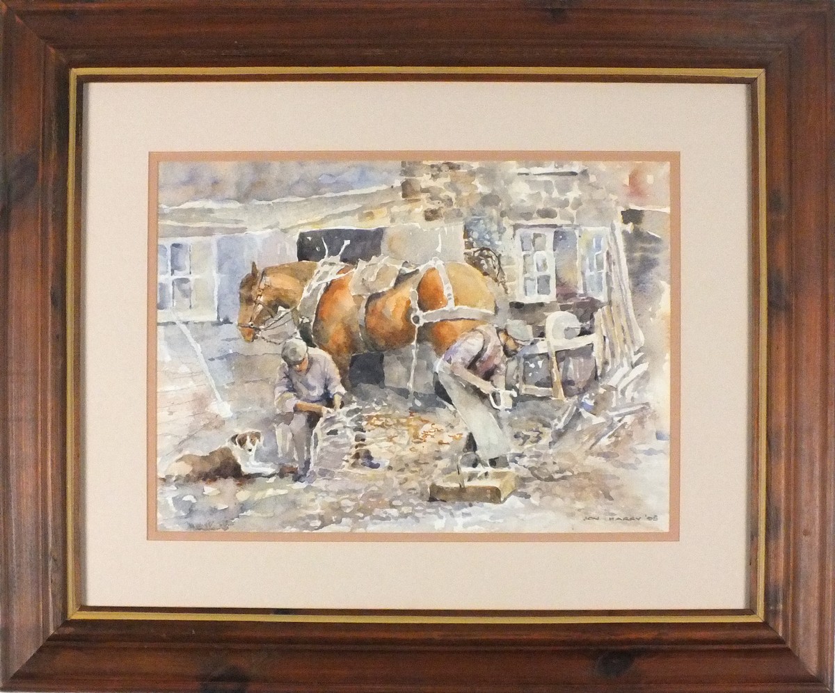 Jon HARRY (British 20th Century) Farrier, Watercolour, Signed and dated '95 lower right, 11" x 14.75 - Image 2 of 2