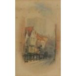 George FALL (British fl. 1848-1925) Stonegate York, Watercolour vignette, Signed and dated 1881