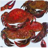 Rita JONES aka Siren (British 20th Century) Crabs, Acrylic on canvas, Signed with pseudonym lower