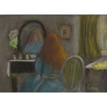 Paul Lucian MAZE (British 1887-1979) Jessie at the Mirror, Pastel on paper, Signed lower right, 10.