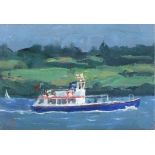 Robert JONES (British b. 1943) St Mawes Ferry, Oil on board, Signed with initials lower left, titled