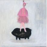 Siobhan PURDY (British b. 1970) Bunny Dancer, Oil on canvas, Signed, titled and dated 2014 verso,