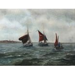 Jeremy M RUSSELL (British 20th Century) Bawleys Doris & Maud Trawling off Walton-on-Naze, Oil on