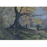 Lionne CROSSLEY (British b. 1922) Autumn Trees, Pastel, Signed lower right, 9" x 13.5" (23cm x
