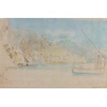 Manner of Edward LEAR Amalfi Coast, Ink, pencil and watercolour, Titled and dated 30th October 1838,