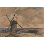 John E MACE (20th Century British) Windmill in a Landscape, Watercolour, Signed lower right, 12.