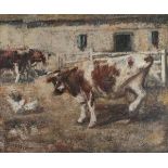 Harry FIDLER (British 1856-1935) Farmyard at Milking-time, Oil on canvas, Signed lower left, 30.