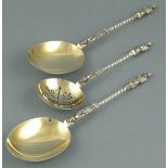Three silver Apostle spoons, London 1897, William Hutton & Sons, with spiral twist handles and