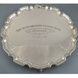 An impressive silver salver, Sheffield 1994, C J Vander, circular with a pie-crust edge and raised