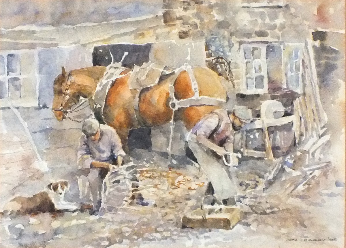 Jon HARRY (British 20th Century) Farrier, Watercolour, Signed and dated '95 lower right, 11" x 14.75