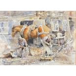 Jon HARRY (British 20th Century) Farrier, Watercolour, Signed and dated '95 lower right, 11" x 14.75