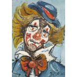 M FLORIAN (20th Century ) The Clown, Oil on board, Signed lower right, 13" x 9" (33cm x 22cm) (