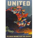 After Leslie RAGAN, United - The United Nations Fight for Freedom, Lithograph, Published by the US