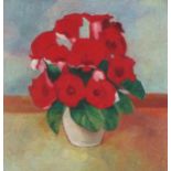 Horas KENNEDY (British 1917-1997) Red Flowers - cyclamen, Titled verso, 19.25" x 18" (49cm x 46cm)