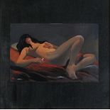 Andres Garcia IBANEZ (Spanish 20th/21st Century) Reclining Nude Smoking, Oil on board, Signed
