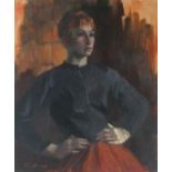 20th Century School - possibly A SWINBURNE Portrait of a Young Woman - three quarter length, Oil