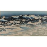 Oscar DROEGE (German 1898 - 1982) Turbulent Sea, Wood-cut, Signed in pencil lower right, 11.75" x