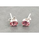 A pair of pink tourmaline ear studs