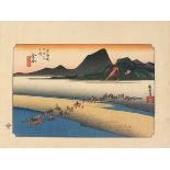 Utagawa HIROSHIGE (Japanese 1797-1858) Distant Bank of the Oi River, Woodblock, Bearing artist's