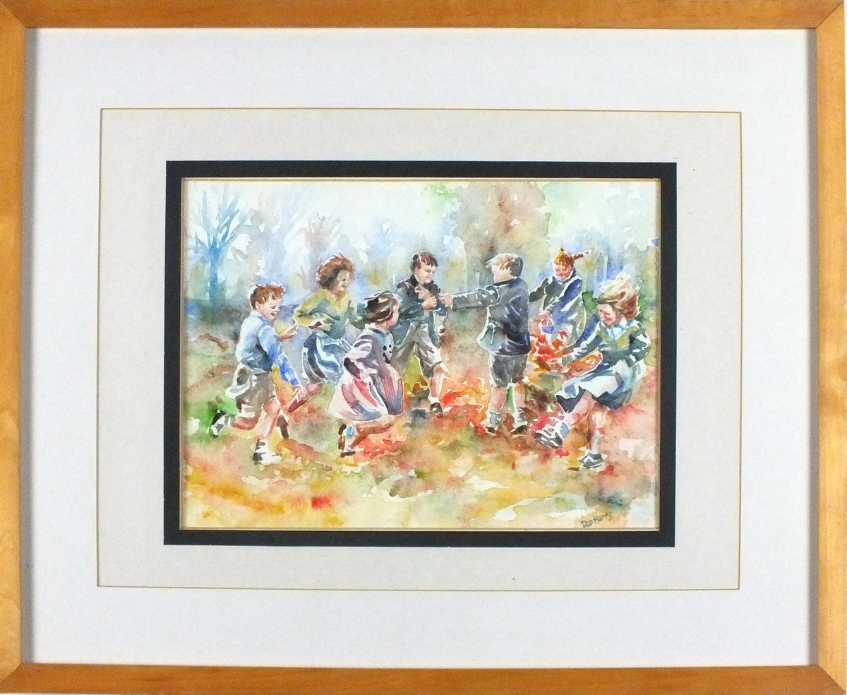 Deb HARRIS (British 20th Century, School Children Playing, Watercolour, Signed lower right, 8" x - Image 2 of 6