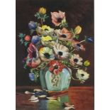 L G DEVENISH (British 20th Century) Anemones in a Chinese vase, Watercolour, Signed lower left, 8.