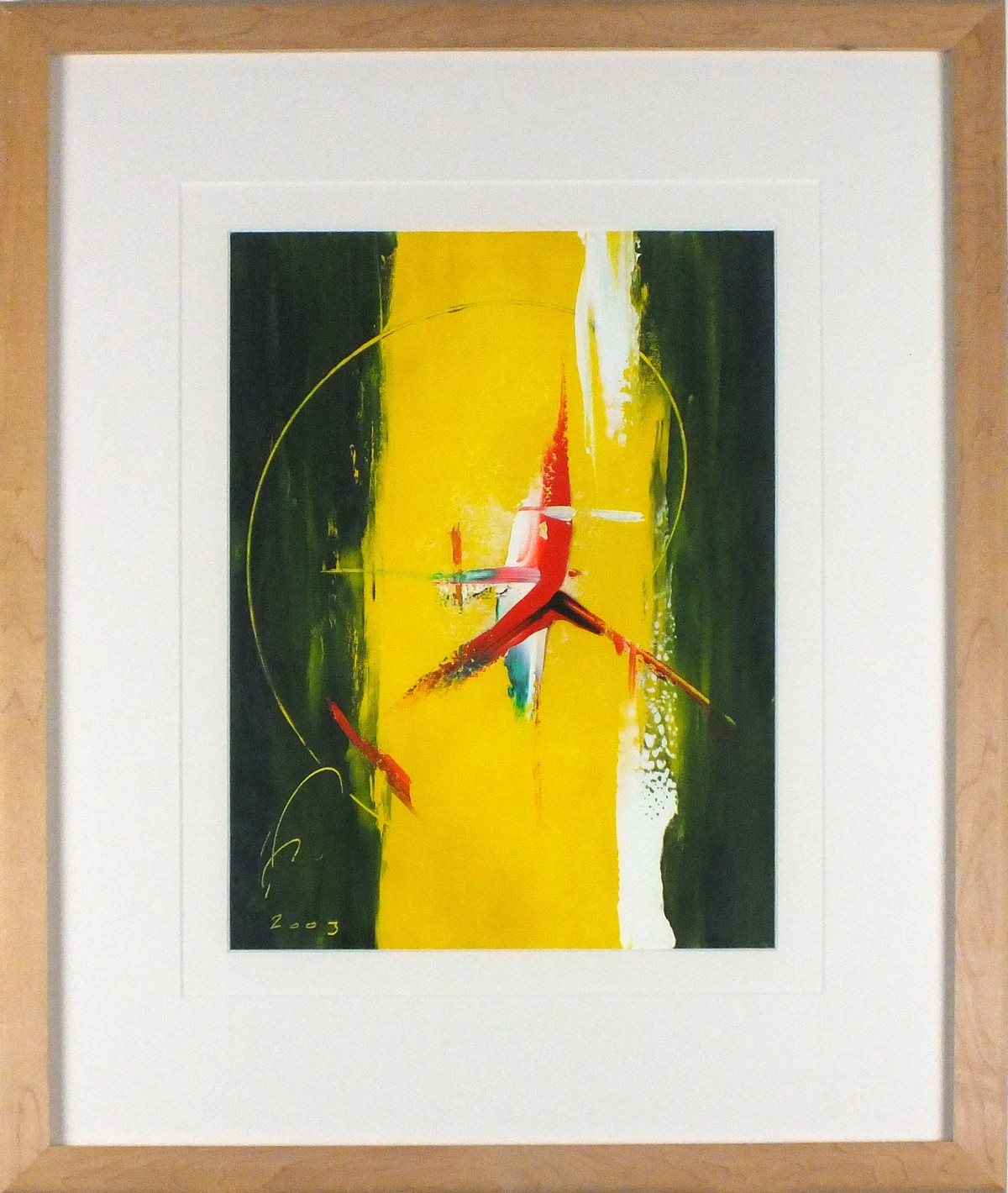 R FEARNE (British 20th Century) Fusion II - abstract, Oil on paper, Signed and dated 2003 lower - Image 2 of 2