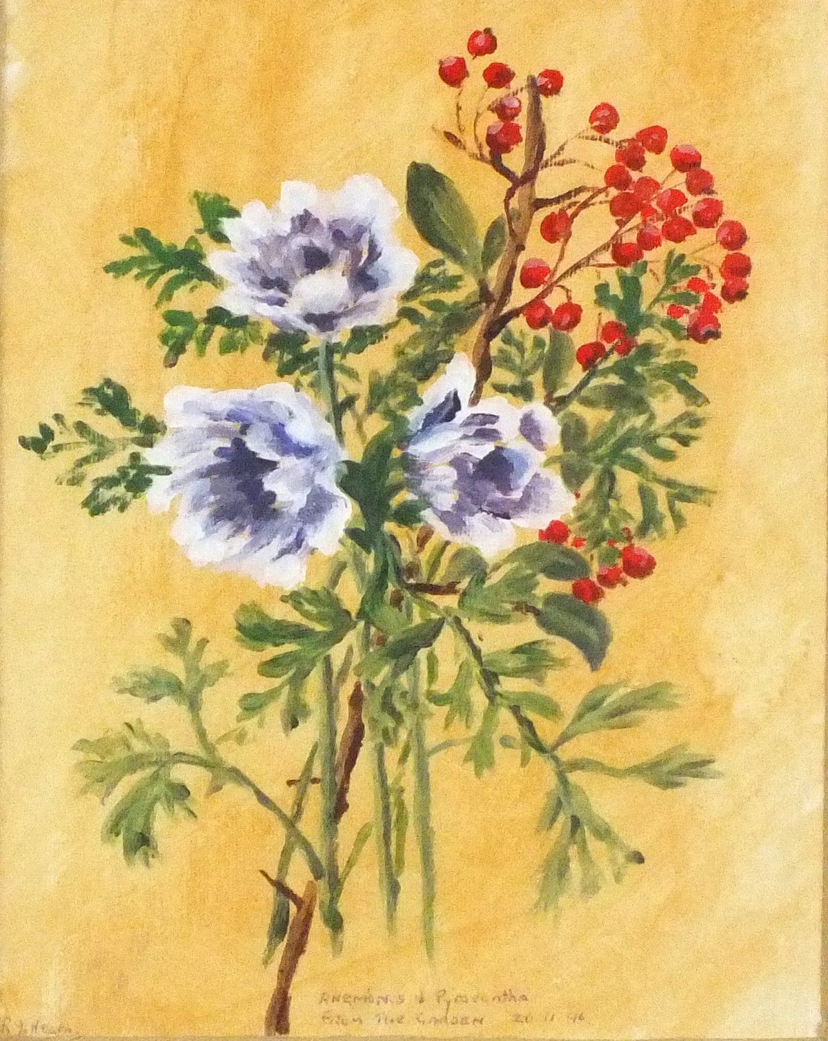L G DEVENISH (British 20th Century) Anemones in a Chinese vase, Watercolour, Signed lower left, 8. - Image 3 of 4