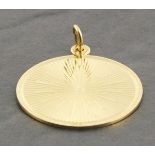A 14ct gold pendent, circular engraved with a sun-burst, 8gms