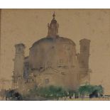 Sir Albert Edward RICHARDSON (British 1880 - 1964) Santuary of Vicoforte - Piedmont, Watercolour,