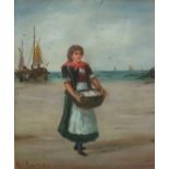 M ROSENSTEIN (19th/20th Century) Unloading the Catch, Oil on tin, Signed and dated 1901 lower