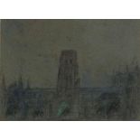 Sir Albert Edward RICHARDSON (British 1880 - 1964) Durham Cathedral - viewed from Palace Green,