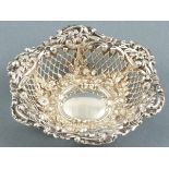 A Victorian silver bon bon dish, Chester 1896 H Matthews, circular with pierced and foliate repousse