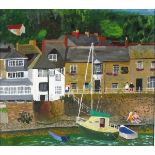 Andrew STEWART (British b. 1948) Low Tide Mousehole Harbour, Oil on board, Signed with initials &