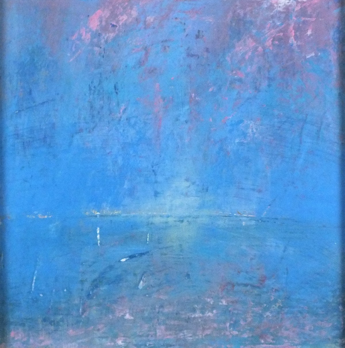 Richard Lannowe HALL (British b. 1951) Blue on Pink, Mixed media on board, titled, signed and
