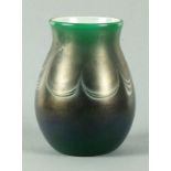 John DITCHFIELD (British 20th/21st Century) Green glass vase with waveform decoration, signed and