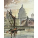 Cyril GARMAN (British 20th Century) Early Morning London River, Watercolour, Titled with artist's