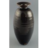 John DAVIDSON (British 1936-2005) Tenmoku glazed bottle vase, Impressed mark, 11.5" high (29cm)