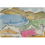 JOHN EMANUEL (British b. 1930) Reclining female in a landscape, Watercolour, Signed lower right, 6.