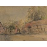 Sir Albert Edward RICHARDSON (British 1880 - 1964) Farm Buildings, Watercolour, Signed with initials