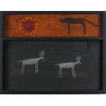 Peter FOX (British b. 1952) Sun, Wolf, Caribou, Petroglyph, Signed, titled and dated 2016 verso,