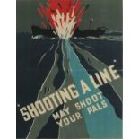 Shooting a Line, World War II War Ministry Defence propaganda poster, circa 1945, 16.25"   x 12.
