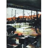 MORRIS (British 20th/21st Century) Newlyn Fish-market Watercolour, Signed and dated 1980 lower