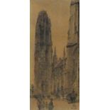 SIr Albert Edward RICHARDSON (British 1880 - 1964) Rouen Cathedral, Watercolour, Signed with