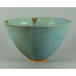 Mary WHITE (Welsh 1926-2013) Stoneware bowl with turquoise glaze, Impressed mark to base, 9"