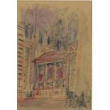 Sir Albert Edward RICHARDSON (British 1880 - 1964) Ashwell - St Mary's Church interior, Watercolour,