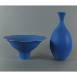 Delan COOKSON (British b. 1937) a lithium blue glazed vase, with a narrow neck, impressed mark to