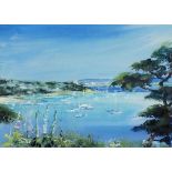 Maggie PICKERING (British b. 1940) A View Across Falmouth Bay, Acrylic on card, Signed lower