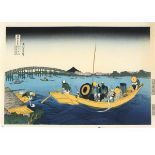 Katsushika HOKUSAI (Japanese 1760-1849) Sunset Across the Ryogoku Bridge - from thirty-six views