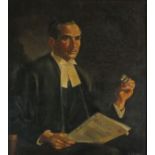 Denis BARRETT (British 20th Century) Portrait of a Solicitor, Oil on canvas, Signed lower right,